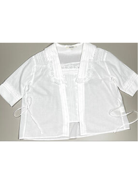 Simple Retro Womans Top White Cotton Lace Blouse S